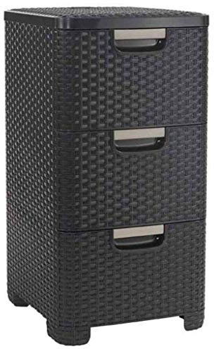 Curver Style Schubladenturm, Kunststoff, Dunkelbraun, 3x14L