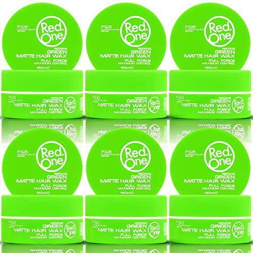 RedOne Cire Mat Coiffante Verte 150 ml | Effet Mat | Sans Brillant | Cire | Tenue Ultra-Forte | Cire Coiffante pour Hommes et Femmes | Parfum de Noix de Coco | Contrôle Maximum | Lot de 6