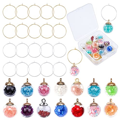 SUNNYCLUE Charms per Bicchieri Da Vino Etichette per Bicchieri Da Vino Marcatori Con 14 pezzo di Perle di Vetro E 20 pezzi di Orecchini A Cerchio Risultati per Bomboniere Riunione di Famiglia