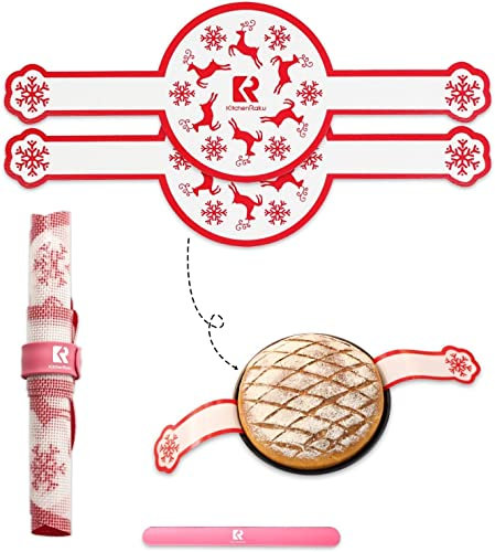 2 Pack Silikon-Backmatte zum Backen von Dutch Oven-Brot, Antihaft-Silikonmatte für Backbleche, lange Griffe zum leichteren Übertragen von Teig, Silikon-Slap-Armband, Rot, von kitchenraku