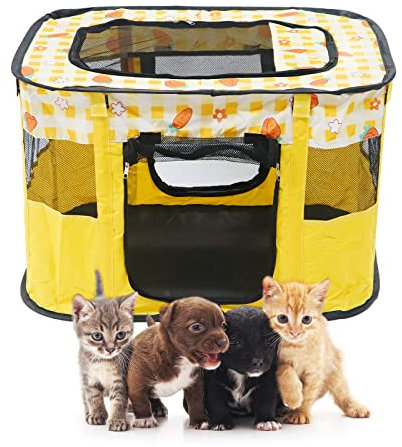 Faltbarer Haustier-Laufstall, tragbares Hündchen-Katzen-Laufstall-Zelt für Haustiere, atmungsaktiver Mesh-Hundehüttenkäfig für den Innen- und Außenbereich (Rechteckig)