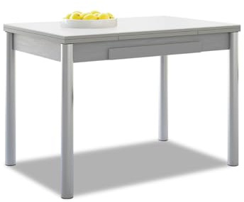 Astimesa - Mesa de Cocina Extensible - Estructura Aluminio Tapa Laminado - Color Blanco - Ideal para Espacios Pequeños - Medidas: 90 x 50 cm - Extensible: 140 x 50 cm