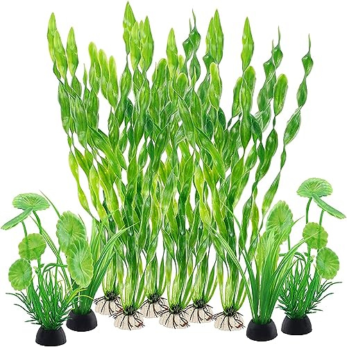 WZTCIBUR Akvarium vattenväxter 10 stycken akvarieväxter konstgjorda gröna vattenväxter tång plast växter akvarium dekoration för akvarier alla fiskar säker
