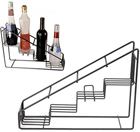 MINGZHE Support de Bouteille, Présentoir à Vin de Table Support de Bouteille en Fil de Montant 4 Compartiments Porte-Bouteille de Sirop en Acier Inoxydable Étagère à Épices à Café Stable pour Cuisine