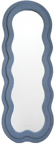 Flamingueo Espejo de Pie Cuerpo Entero - Marco Tejido Rizo - Forma Irregular - Espejo Pared - Wavy Mirror - Decoracion Habitacion - Azul - 160 x 60 x 4 cm
