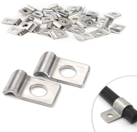 30 Pièces Fixation Grillage Rigide Sur Mur 2mm Attache Grillage Rigide Inoxydable Fixation Murale Grillage Rigide Colliers de Serrage en U à Trou Unique pour Ø 2-3mm Câble Tuyaux d'eau Installation