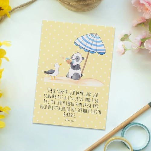 Mr. & Mrs. Panda Grußkarte Lieber Sommer - Geschenk, Sommergefühle, Emotionen, Sommerferien, Postkarte, bildkarte, Sommerprodukte, Summer Feelings, Inspiration, Vibes, Jahreszeiten, Postkarten, Strand