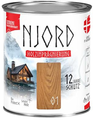 Njord Holzschutzmittel Extreme 750ml Holzfarbe (01) Nordische Kiefer Holzschutz Bis zu 12 Jahre Schutzlack Wetterfeste Imprägnierung