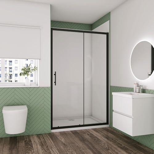 1200x1850mm Height Matt Black Frame Sliding Shower Door