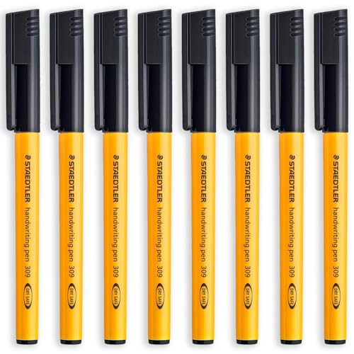 STAEDTLER 309 handskriftspenna – 0,6 mm spets – paket med 8 pennor – svart bläck