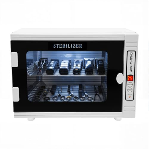 MEHOOSPVN 12 l UV-sterilisator, UV-desinfektionskåp med timerinställning och LED-skärm, 2 lager nagelrengörare, sterilisator för hem, frisörsalong, spa, kosmetisk manikyr, salong, tandvård