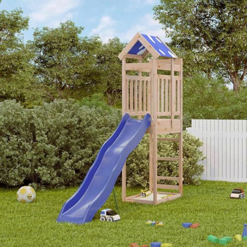 Genérico Parque Infantil de Exterior de Madera Maciza de Pino, Columpios y estructuras de Juegos Marrón,3279088