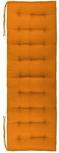 Brandsseller Bankkissen 140x40x4 cm Sitzkissen Polster Bankauflage mit Haltebändern Sitzpolster für Indoor Outdoor gesteppt - Orange