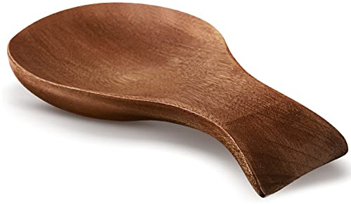 Patelai Acacia Wood Spoon Rest for Stove Top Bamboo Holder for Spatula Rest for Kitchen, Counter Spoon Holder for Countertop, Modern and Rustic for Farmhouse as Dining Table Decoration(Brown)