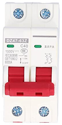 2P DC Leitungsschutzschalter 1000V Mini Leistungsschalter DC Trennschalter DIN Schienenmontage für Solar Photovoltaik Systeme DZ47-63Z (40A)