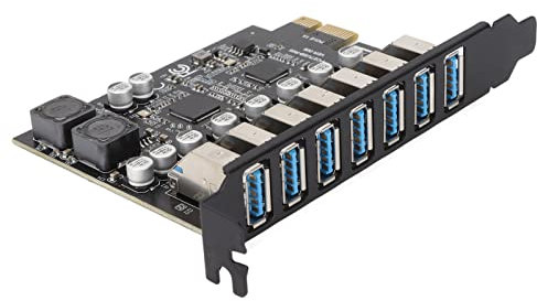 ASHATA 7-Port-PCIE-Erweiterungskarte, 5 Gbit/s Hochgeschwindigkeits-PCIe zu USB 3.2-Erweiterungskarte für Desktop-PC-Hostkarte, Unterstützung für Windows 11/10/8/7/XP und Linux
