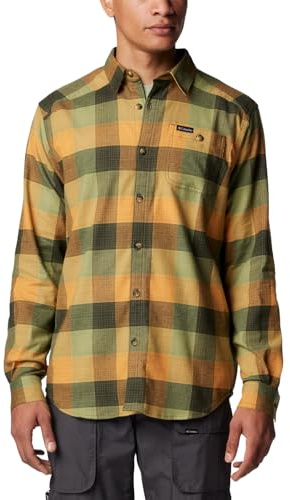 Columbia Camicia a Maniche Lunghe da Uomo in Flanella Cornell Woods, Verde sfumato Bufalo, S