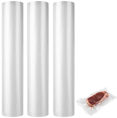Aselected 3 Roll Vacuum Sealer Bags, 30cm x 6m Vacuum Sealer Rolls,Textured Vacuum Sealer Bags Rolls Vac Storage