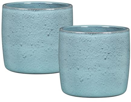Scheurich Solido, Blumentopf 2er Set aus Keramik, Farbe: Lagoon, 15 cm Durchmesser, 13,7 cm hoch, 1,9 l Vol.