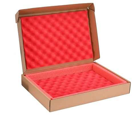 Laptop Shipping Box Secure Mailer Box Kraft Mailing Boxes with Protection Foam Without Available Space for Chargers or Cords, Fits Most Laptop Screen Sizes