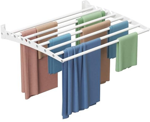 Innotic Wäscheständer Wandmontage Klappbar, Rostfrei, Wasserdicht Platzsparend Wäscheständer Wand für Bad, Innen und Draußen, Balkon, Waschraum, 30 kg Belastung, Weiß, 60cm