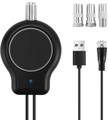 Agwuoetr Installazione Rapida Amplificatore di Segnale Amplificatore di Segnale Digitale HDTV per Esterni o Interni Amplificatore di Segnale per Antenna TV HD FM DVB Alimentato Tramite USB 32DBI