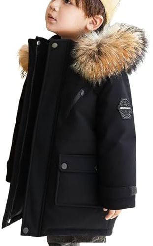 NSICBMNO Kids Winter Jacket Long Padded Coats Girls Warm Parka Coats With Faux Fur Hood Waterproof Ski Jackets Snowsuit Fleece Lined Puffer Coat School Coat Thick Overcoat Outwear For 7-8Years