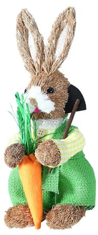 LIXSAZSE de Conejo de Paja para decoración Pascua. Estatuas Conejo Hechas a Mano. Adorno Colección Duradera. Espuma.