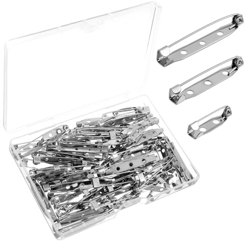 Anstecknadeln zum Basteln 80 Stück Broschennadeln Anstecknadeln Metall Broschen Silber Pins Broschennadeln Zum Basteln für DIY Crafts,Broschenverschluss,Schmuck Handwerk,3 Größen: 20,32,40 mm