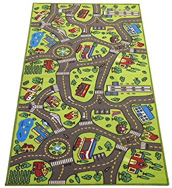 Kids Rug Playmat 80 inches by 40 inches! City Life Great for Playing with Cars and Toys - Play Learn and Have Fun Safely - Educational Road Traffic Play Mat for Bedroom Play Room Game Safe Area