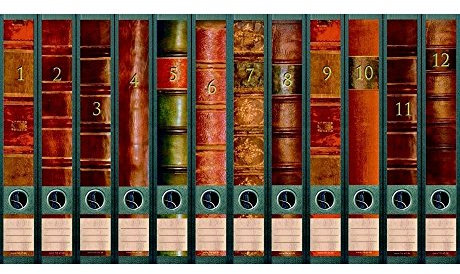 12er Set Ordnerrücken für schmale Ordner Bücher Lexikon Ordner Aufkleber Etiketten Deko AJ 609 610