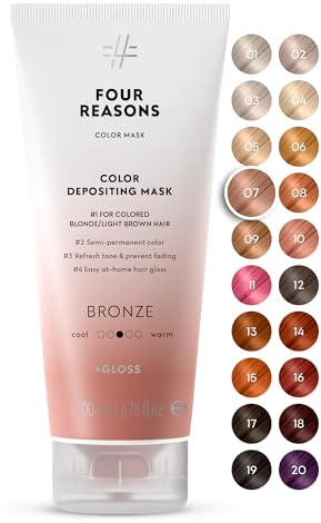 FOUR REASONS Color Mask, Bronze (27 Colours) – Hair Gloss & Colour Depositing Conditioner – Semi Permanent Hair Toner for Colour-Treated Hair Colour For Women – Vegan & Cruelty-Free – 200 ml