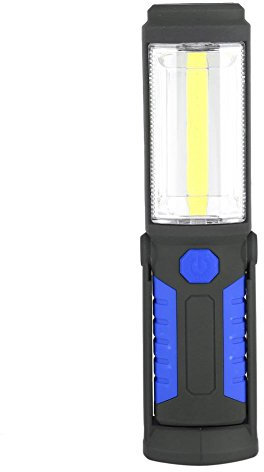 Lampe de poche LED COB rechargeable 3W 2200mAh, lampe de travail d'urgence de camping avec support magnétique et crochet pivotant(Bleu)