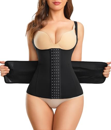 KUMAYES Bauchweggürtel Damen Fitnessgürtel Schwitzgürtel Sport Waist Trainer Korsett Bauchweg Taillenformer Verstellbarer Body Shaper (XL, Schwarz)