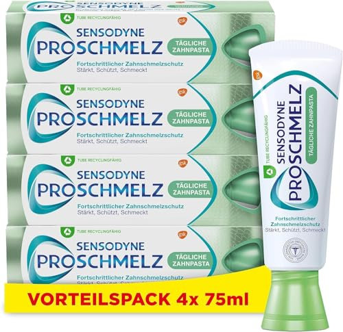 Sensodyne ProSchmelz Tägliche Zahnpasta, 4x 75ml, Zahncreme, Fortschrittlicher Zahnschmelzschutz - Stärkt, schützt, schmeckt