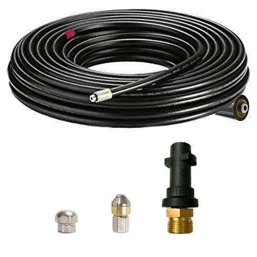 M&M Smartek Kit de nettoyage de tuyaux de 5 m pour/compatible avec tuyau de nettoyage Kärcher avec K2 à K7 avec buses rotatives et rigides pour nettoyeur haute pression jusqu'à 160 bar, 40 °C