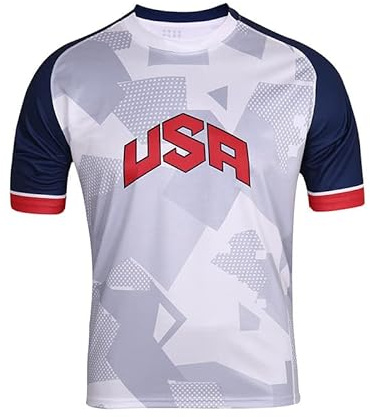 YuanDiann Qatar fotboll VM T-shirts fans hejar på sport träning herr dam tryck kortärmad rund hals stretch avslappnad andningsbar snabbtorkande T-shirt USA XL