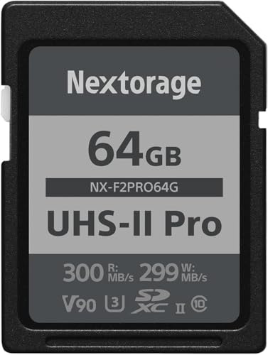 Nextorage 64GB SDXC UHS-II V90 Japanese brand pSLC Max. write speed 299MB/s Max. read speed 300MB/s 4K recording F2PRO series NX-F2PRO64G