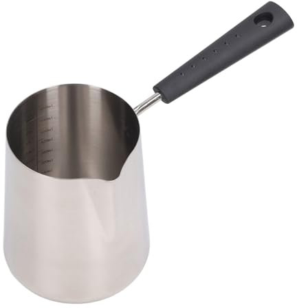 Milk Butter Warmer Pot, Stainless Steel Turkish Coffee Pot Coffee Warmer Pot Coffee Frothing Pitcher Saucepan Pan with Pouring Spout (6000ML)