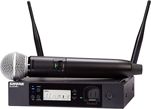 Shure GLXD24R+/SM58 Dual Band Pro Digital Wireless Microphone System for Church, Karaoke, Vocals - 12-Hour Battery Life, 100 ft Range | SM58 Handheld Vocal Mic, Single Channel Rack Mount Receiver