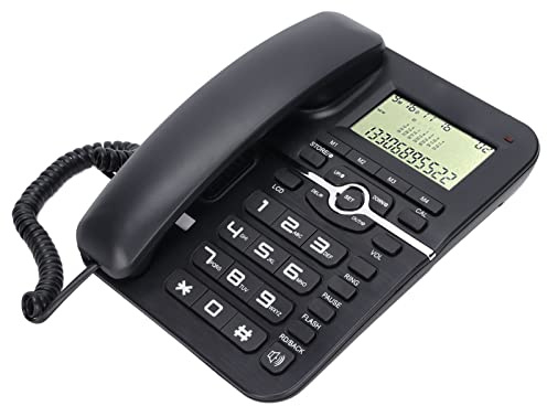 Schnurgebundenes Telefon, Festnetz-Tischtelefon mit Anrufer-ID-Anzeige, FSK/DTMF Dual Systems, Büro Haus Festnetztelefone für Zuhause (Schwarz)