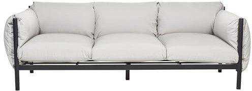 Beliani Gartensofa 3-Sitzer mit niedriger Lehne Aluminium schwarz Polster grau Esperia