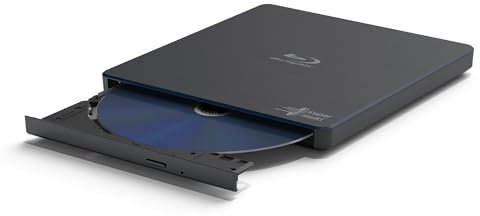 Hitachi LG Externes Blu-ray-Laufwerk | Blu-ray/DVD+/-RW Player Brenner | Tragbarer USB 2.0 Typ A, Typ C | Kompatibel mit Windows, Mac, Linus (BP55, Schwarz)