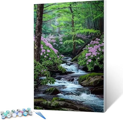 Måla efter siffror för vuxna nybörjare ström måla efter siffror för vuxna Rhododendron måla efter siffror kit hantverk, vuxen måla efter siffror barn måla efter nummer 50 x 65 cm (utan ram)