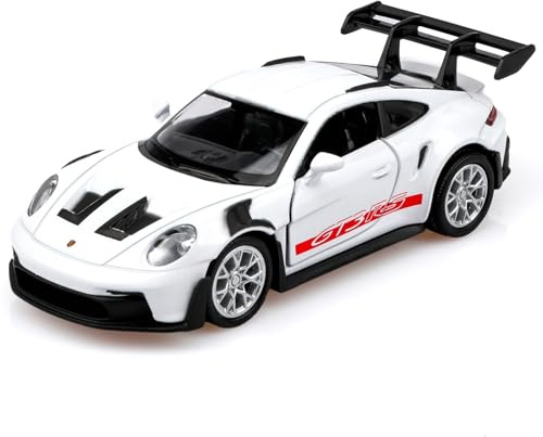 TOKAXI 1/36 skala Porsche 911 GT3 RS Diecast modellbilar, bakfordon, Porsche 911 GT3 leksaksbil, bilpresenter för pojkar och flickor (vit)