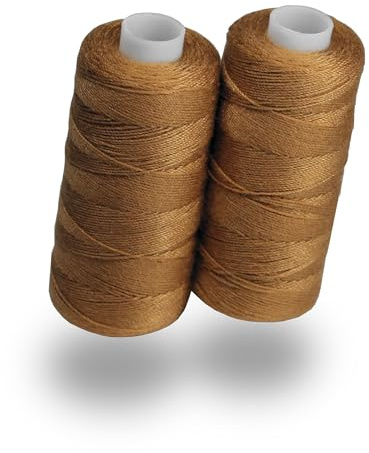 Lialina Braungold Lot de 2 fils en jean pour machine à coudre [2 x 150 m] – Certifié Oeko-Tex – Coutures comme dans l’original – Fil à coudre extra fort N° 36