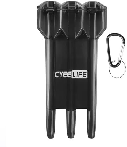 CyeeLife Dart Case - Set von 3 Dartpfeile mit Integriertes Flug und Schaftsystem, Aufbewahrungsbox (Schwarz)