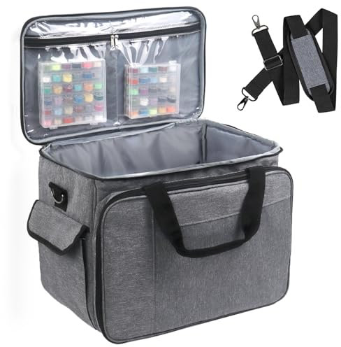 COOZEE Nähmaschinentasche, Nähmaschine Tragetasche, Transport- und Aufbewahrungstasche ist kompatibel mit den meisten gängigen Nähmaschinen und Zubehör, Grau