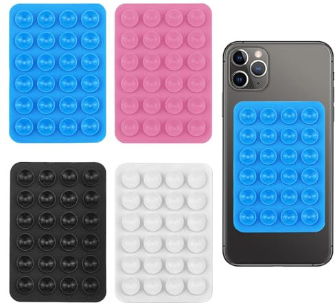 MIMIROOM Ventosa Movil, Adecuado para 4 Paquetes de ventosas de Silicona para Todos los Modelos de teléfonos móviles, Soporte de móvil Antideslizante para Selfies y vídeos(Negro, Blanco, Gris, Rosa)