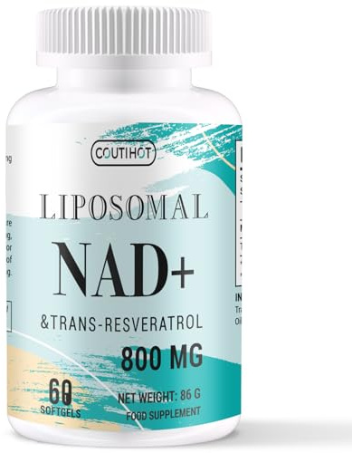 COUTIHOT Liposomal NAD+ & Trans-Resveratrol 800mg – 60 Softgels | High Strength 2-in-1 Formula with NAD+ 500mg & Resveratrol 300mg | Non-GMO (60 Count (Pack of 1))